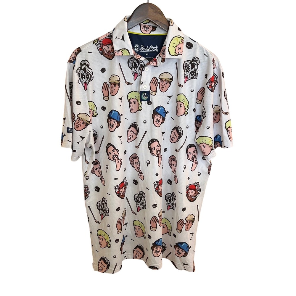 Birdie Boss Happy Gilmore Golf Polo Shirt Mens XL White Character Print Movie